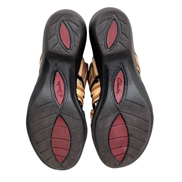 Clarks Artisan‎ Womens Mule Wedge Sandals Brown Stitched Leather Cushioned Sz 9M - Picture 8 of 8